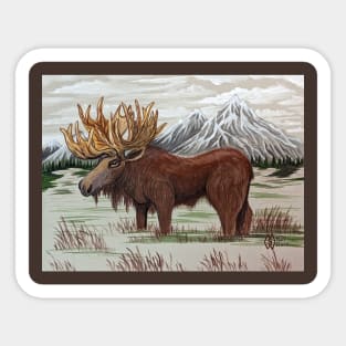 Majestic Moose in the Mountains Sticker